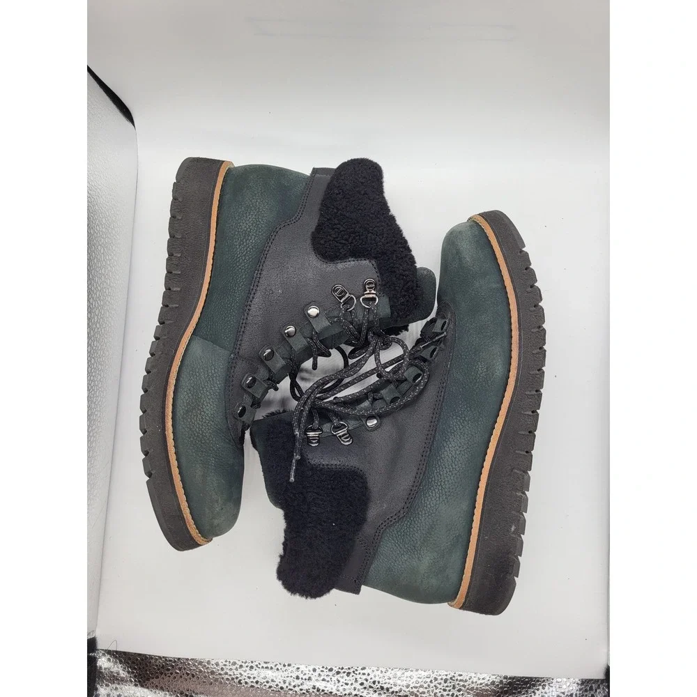 Cole Haan GrandExplore Womens 9 Green Waterproof Shearling Hiking Boots Leather